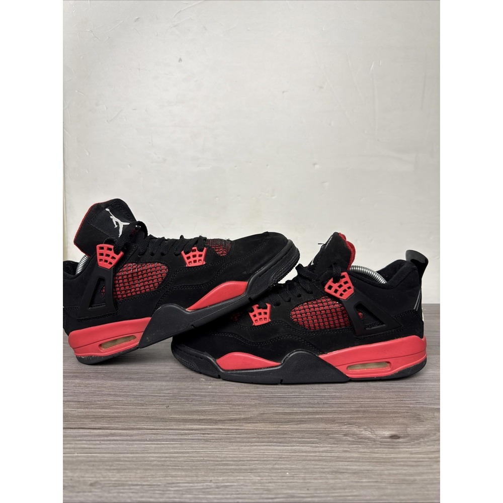 Jordan Air Jordan 4 Retro Mid Top Sneakers Black/White/Red 136013-088 SZ 10